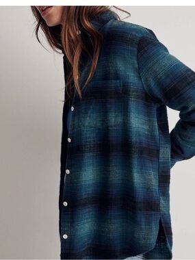 Madewell Women's Medium Flannel Shirt Button Down Plaid Cozy Oversized Top